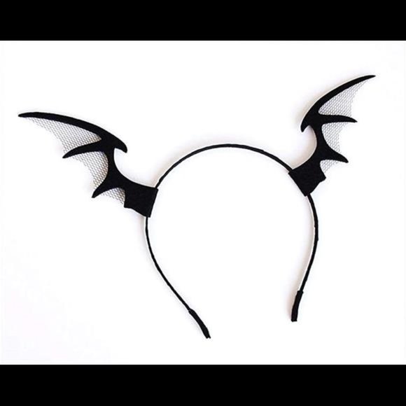 Cathercing Halloween Black Devil Wings Horn Net Lace Headband for Women main image 5